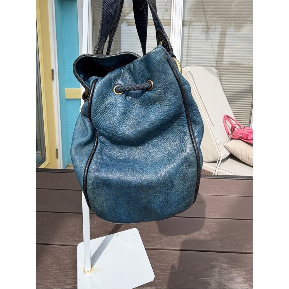 Marc Jacobs Rare Vintage Sasha Teal Black Leather Beaded Satchel Bag - Picture 9 of 16